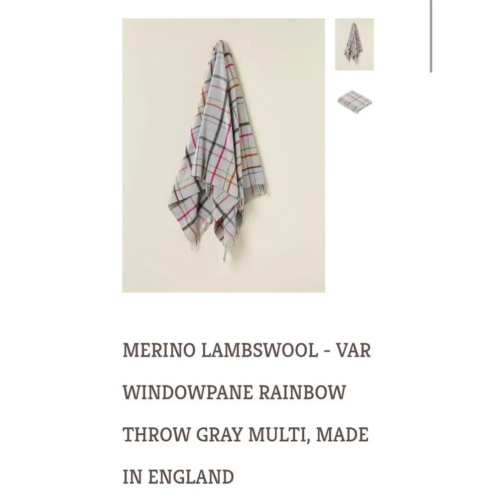 Bronte by Moon Merino Lambswool Throw Blanket Windowpane Gray Made In England